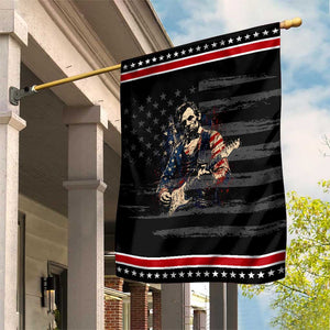 Abraham Lincoln Playing Guitar 4th of July Patriotic Garden Flag TS14 Distressed Black Red Print Your Wear