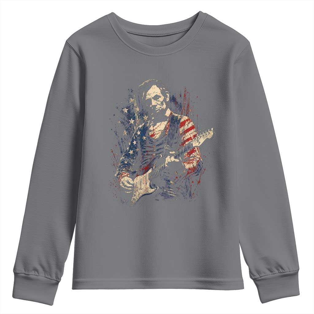 Abraham Lincoln Playing Guitar 4th of July Youth Sweatshirt TS14 Charcoal Print Your Wear
