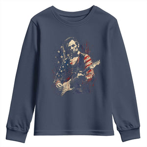 Abraham Lincoln Playing Guitar 4th of July Youth Sweatshirt TS14 Navy Print Your Wear