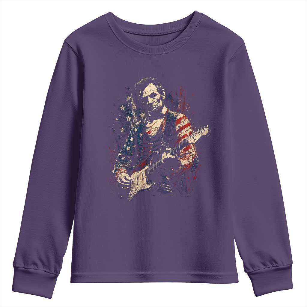 Abraham Lincoln Playing Guitar 4th of July Youth Sweatshirt TS14 Purple Print Your Wear