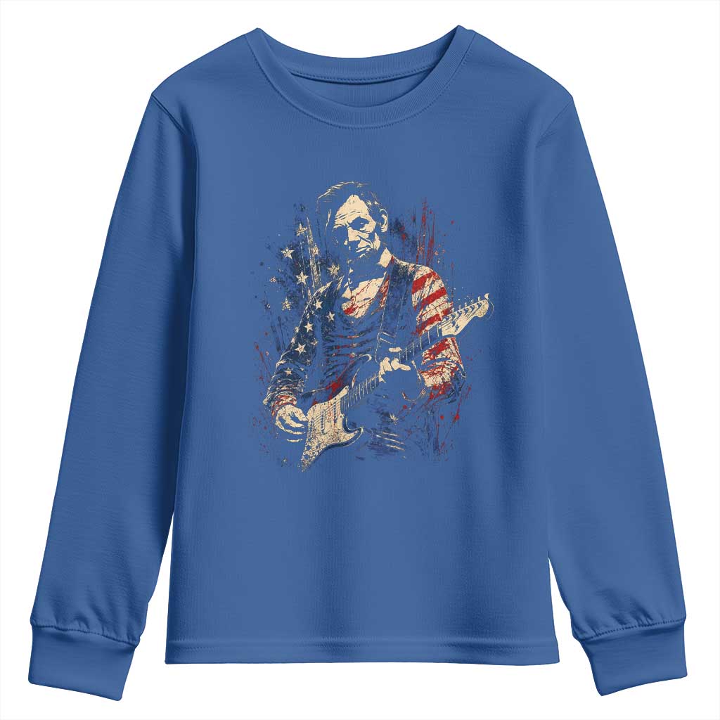 Abraham Lincoln Playing Guitar 4th of July Youth Sweatshirt TS14 Royal Blue Print Your Wear