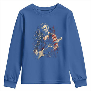 Abraham Lincoln Playing Guitar 4th of July Youth Sweatshirt TS14 Royal Blue Print Your Wear