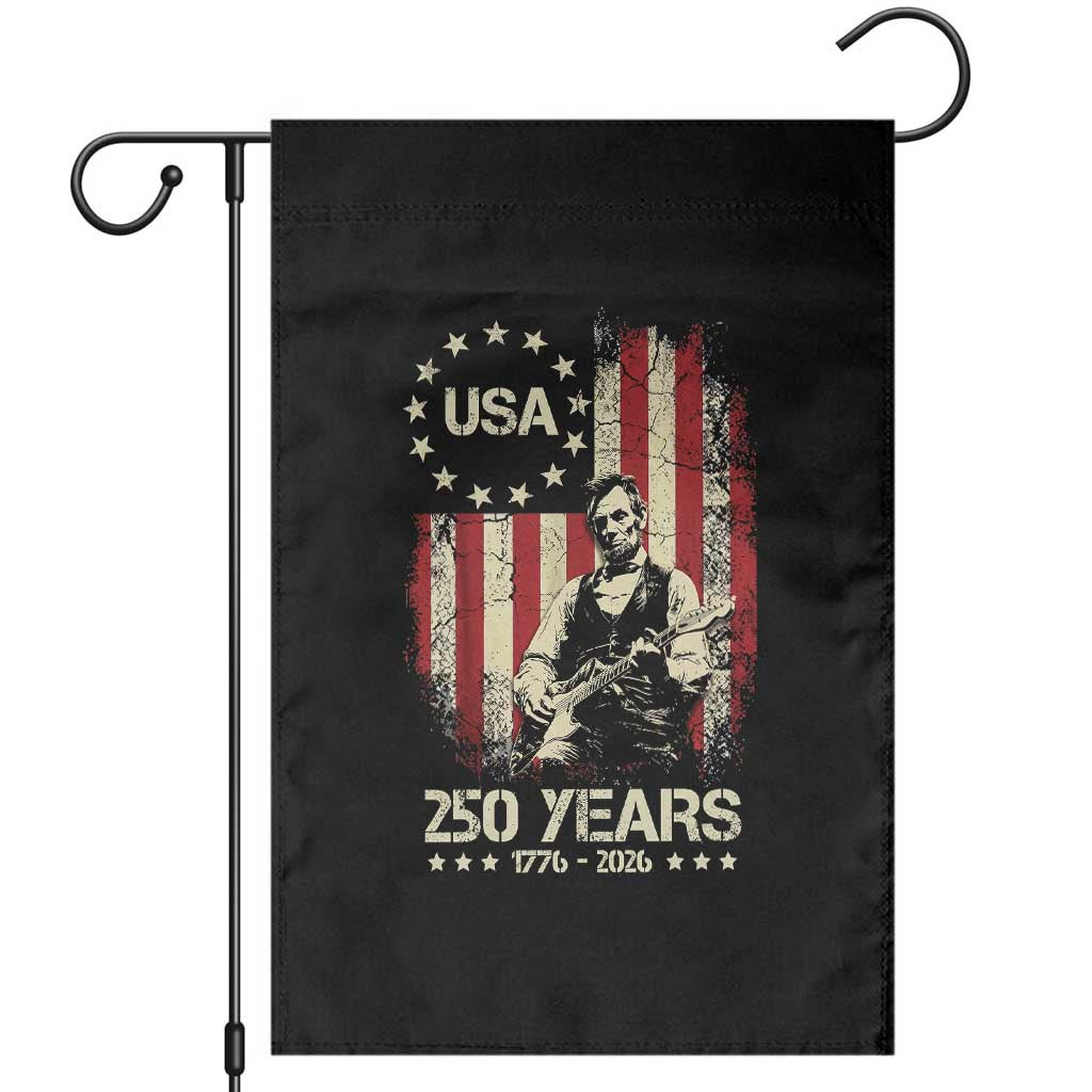 America's 250th Abraham Lincoln Playing Guitar Garden Flag TS14 Black Print Your Wear