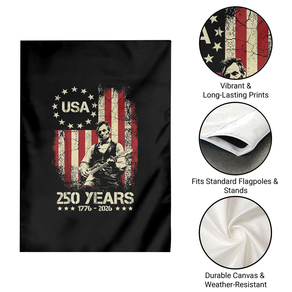 America's 250th Abraham Lincoln Playing Guitar Garden Flag TS14 Print Your Wear
