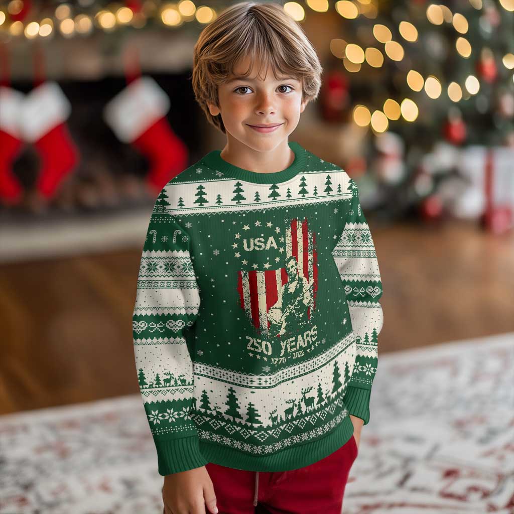 America's 250th Abraham Lincoln Playing Guitar Ugly Christmas Sweater TS14 Forest Green Beige Print Your Wear