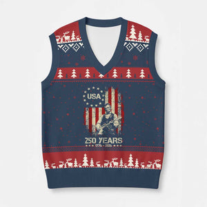 America's 250th Abraham Lincoln Playing Guitar V-Neck Knit Sweater Vest TS14 Navy Red Print Your Wear