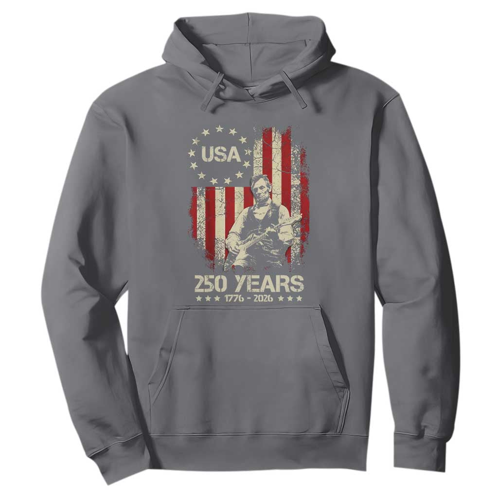 America's 250th Abraham Lincoln Playing Guitar Hoodie TS14 Charcoal Print Your Wear