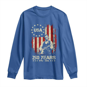 America's 250th Abraham Lincoln Playing Guitar Long Sleeve Shirt TS14 Royal Blue Print Your Wear