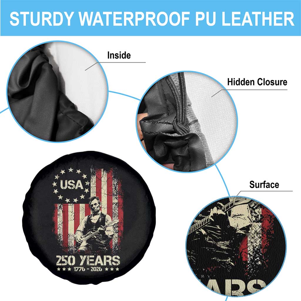America's 250th Abraham Lincoln Playing Guitar Spare Tire Cover TS14 Print Your Wear