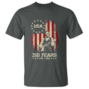 America's 250th Abraham Lincoln Playing Guitar T Shirt TS14 Dark Heather Print Your Wear