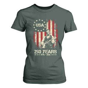 America's 250th Abraham Lincoln Playing Guitar T Shirt For Women TS14 Dark Forest Green Print Your Wear
