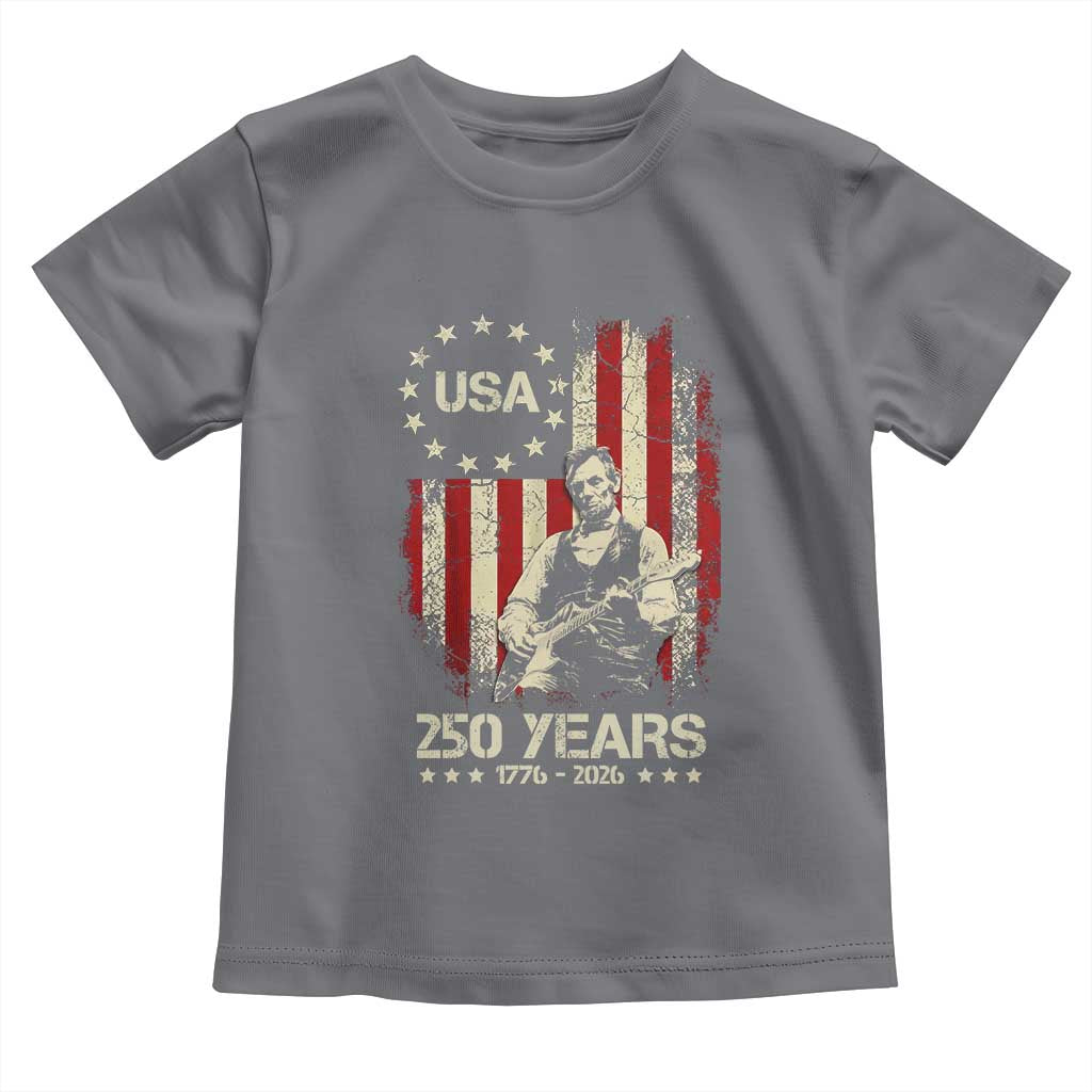 America's 250th Abraham Lincoln Playing Guitar Toddler T Shirt TS14 Charcoal Print Your Wear