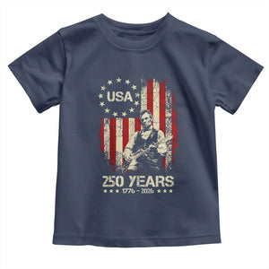 America's 250th Abraham Lincoln Playing Guitar Toddler T Shirt TS14 Navy Print Your Wear