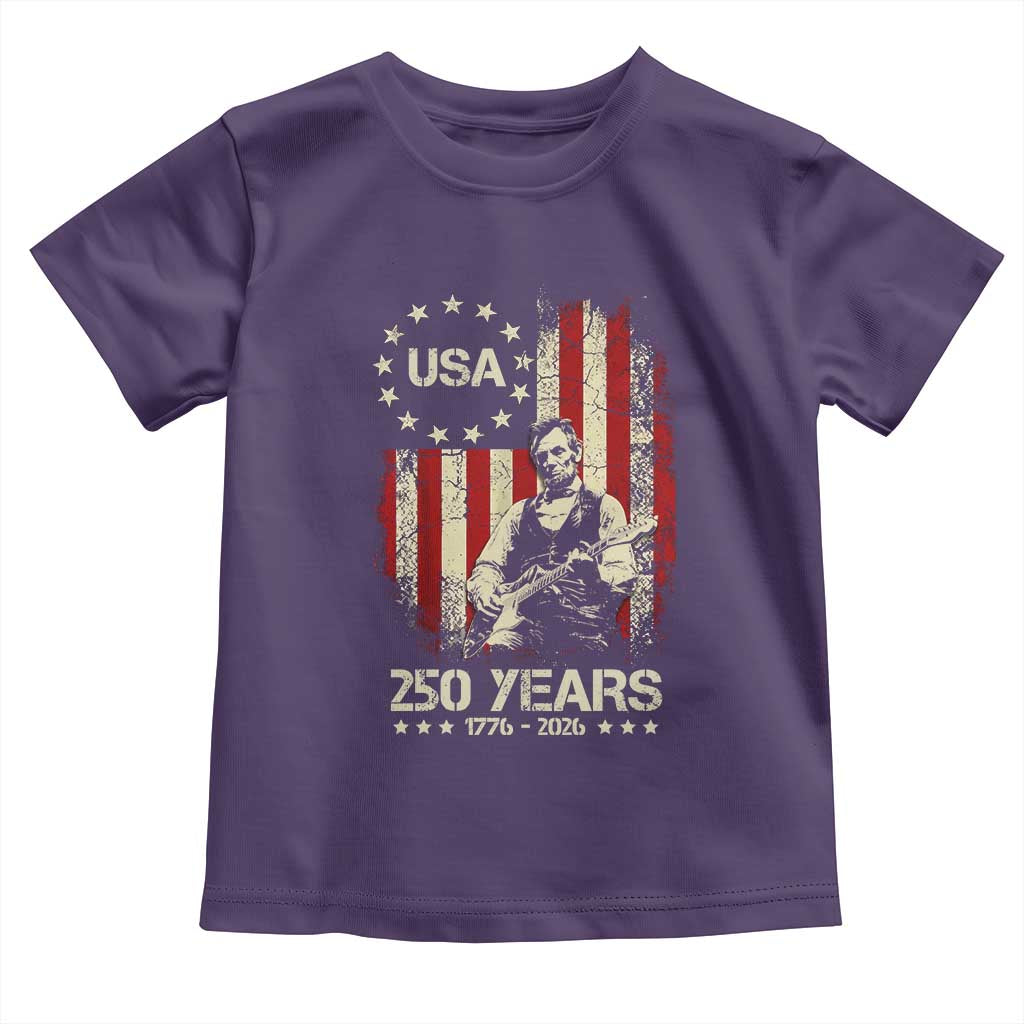 America's 250th Abraham Lincoln Playing Guitar Toddler T Shirt TS14 Purple Print Your Wear