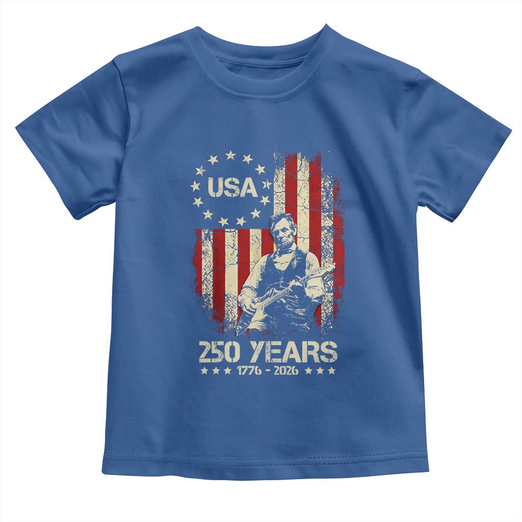 America's 250th Abraham Lincoln Playing Guitar Toddler T Shirt TS14 Royal Blue Print Your Wear