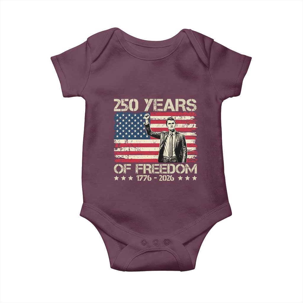 America 250 Years Baby Onesie Charlie Kirk American Flag Freedom TS14 Maroon Print Your Wear