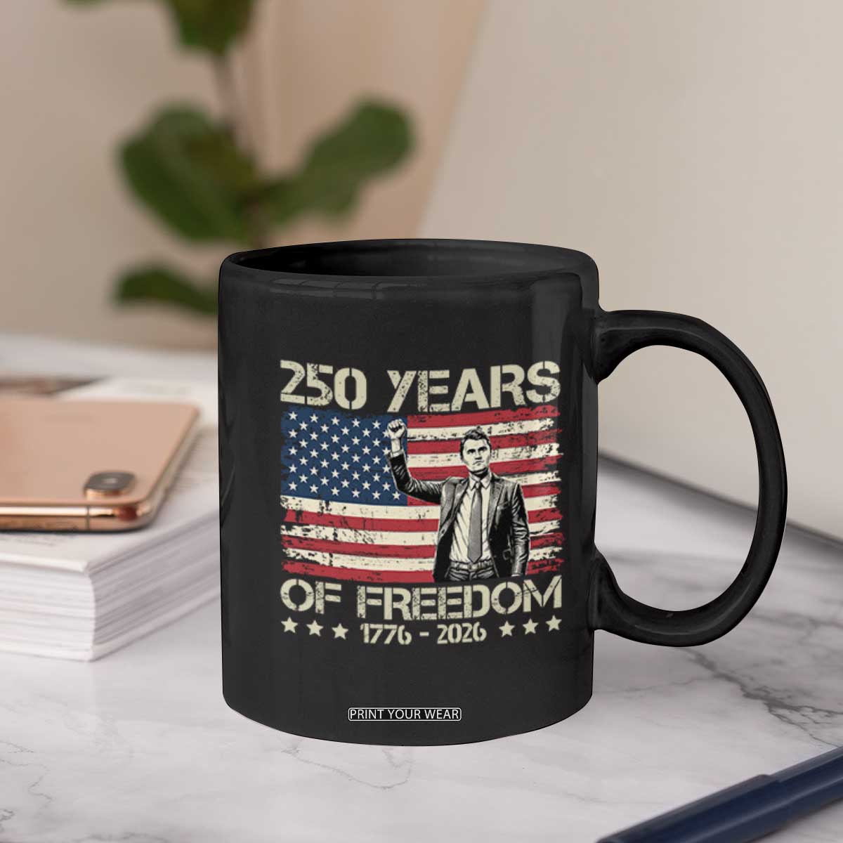 America 250 Years Coffee Mug Charlie Kirk American Flag Freedom TS14 Print Your Wear