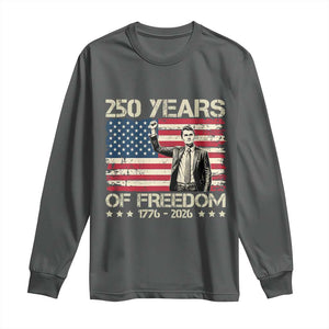 America 250 Years Long Sleeve Shirt Charlie Kirk American Flag Freedom TS14 Dark Heather Print Your Wear