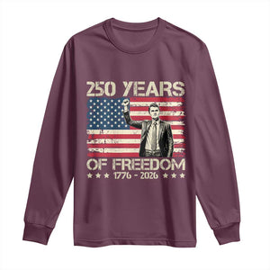 America 250 Years Long Sleeve Shirt Charlie Kirk American Flag Freedom TS14 Maroon Print Your Wear