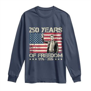 America 250 Years Long Sleeve Shirt Charlie Kirk American Flag Freedom TS14 Navy Print Your Wear