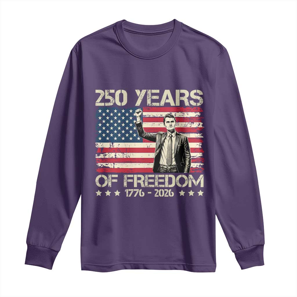 America 250 Years Long Sleeve Shirt Charlie Kirk American Flag Freedom TS14 Purple Print Your Wear