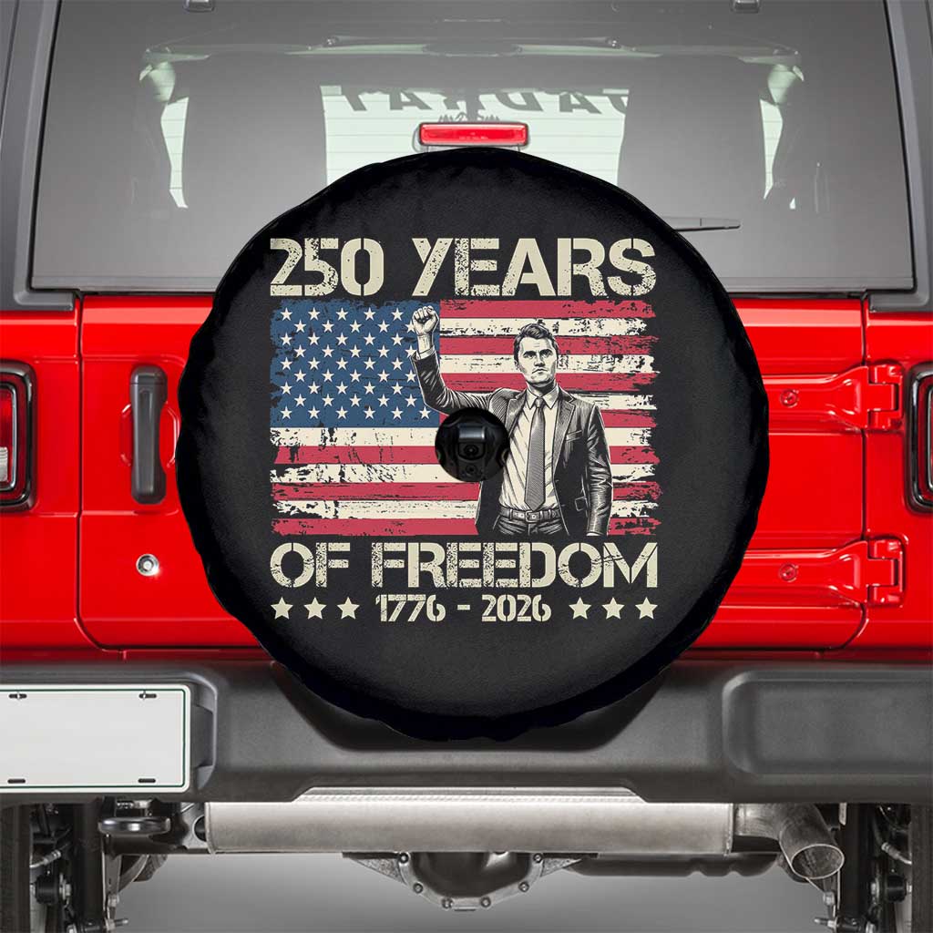 America 250 Years Spare Tire Cover Charlie Kirk American Flag Freedom TS14 Black Print Your Wear