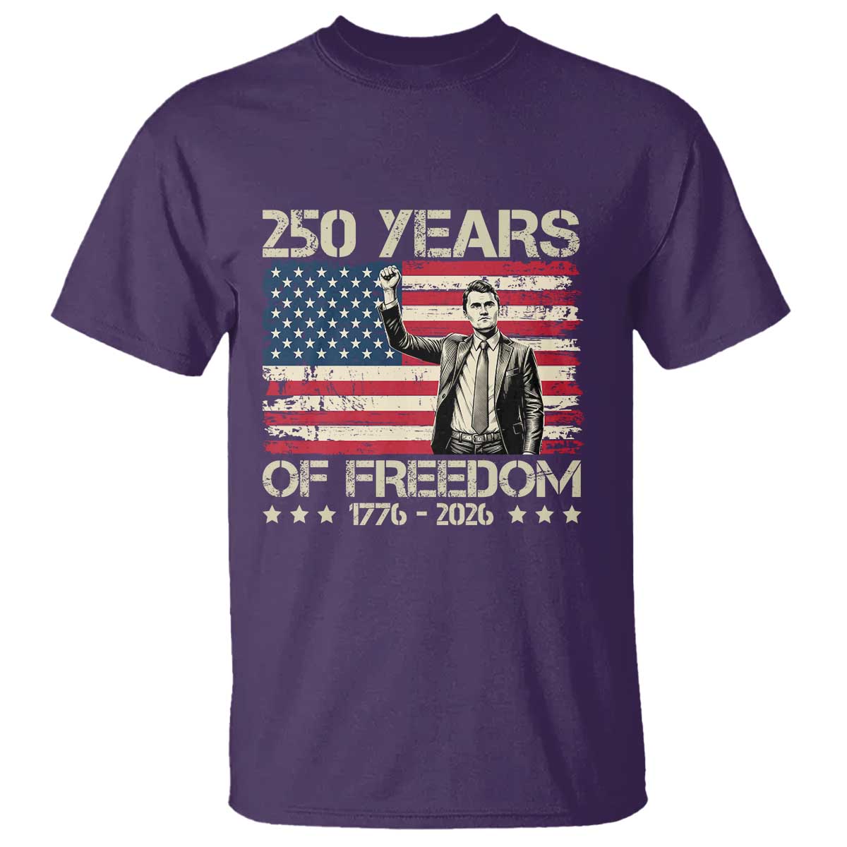 America 250 Years T Shirt Charlie Kirk American Flag Freedom TS14 Purple Print Your Wear