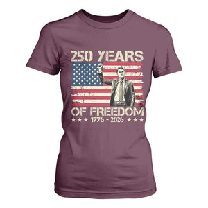 America 250 Years T Shirt For Women Charlie Kirk American Flag Freedom TS14 Maroon Print Your Wear