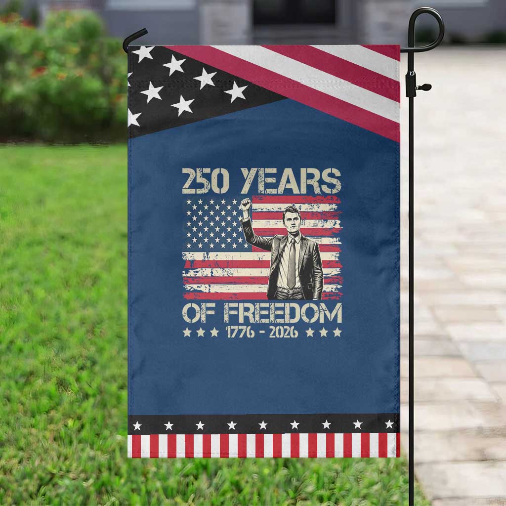America 250 Years Patriotic Garden Flag Charlie Kirk American Flag Freedom TS14 Classic Blue Black Print Your Wear
