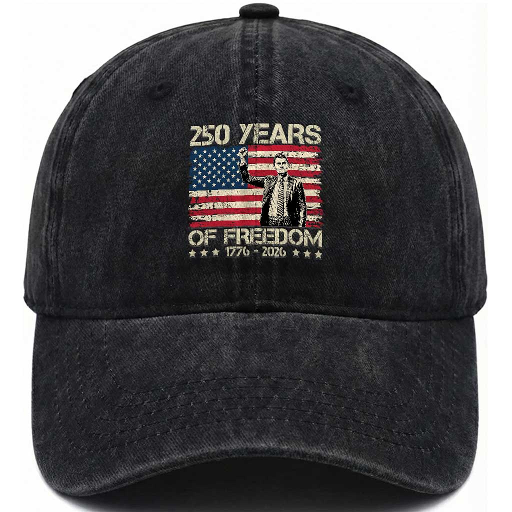 America 250 Years Washed Cotton Baseball Cap Charlie Kirk American Flag Freedom TS14 Print Your Wear