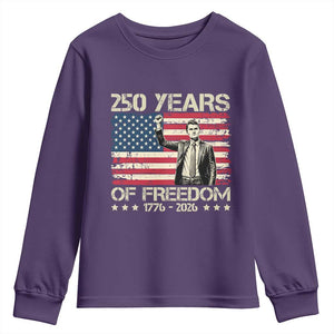 America 250 Years Youth Sweatshirt Charlie Kirk American Flag Freedom TS14 Purple Print Your Wear