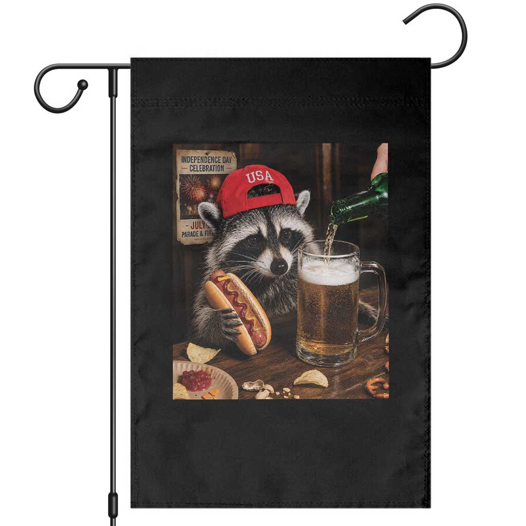 Patriotic USA Raccoon Drinking Beer Garden Flag 4th of July Meme TS14 Black Print Your Wear