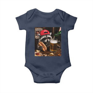Patriotic USA Raccoon Drinking Beer Baby Onesie 4th of July Meme