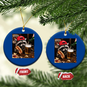 Patriotic USA Raccoon Drinking Beer Ceramic Ornament 4th of July Meme