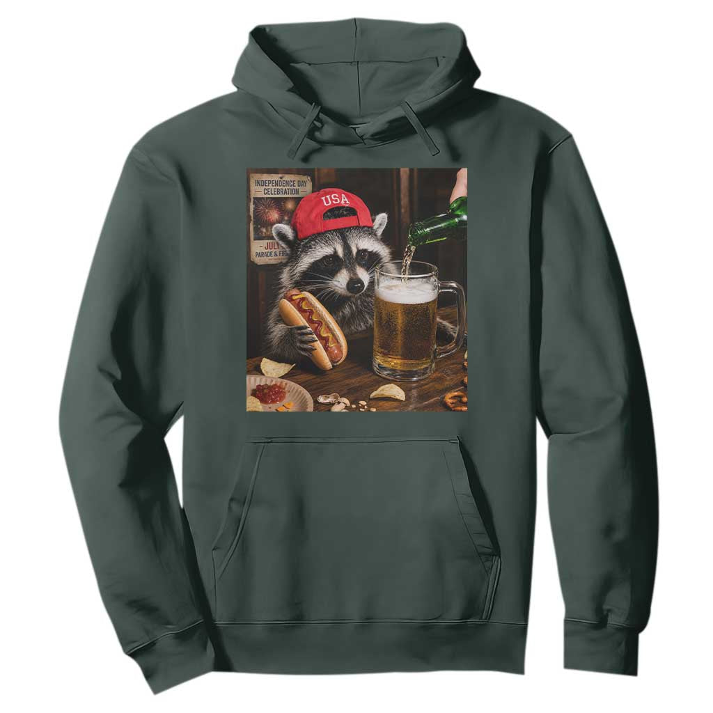 Patriotic USA Raccoon Drinking Beer Hoodie 4th of July Meme