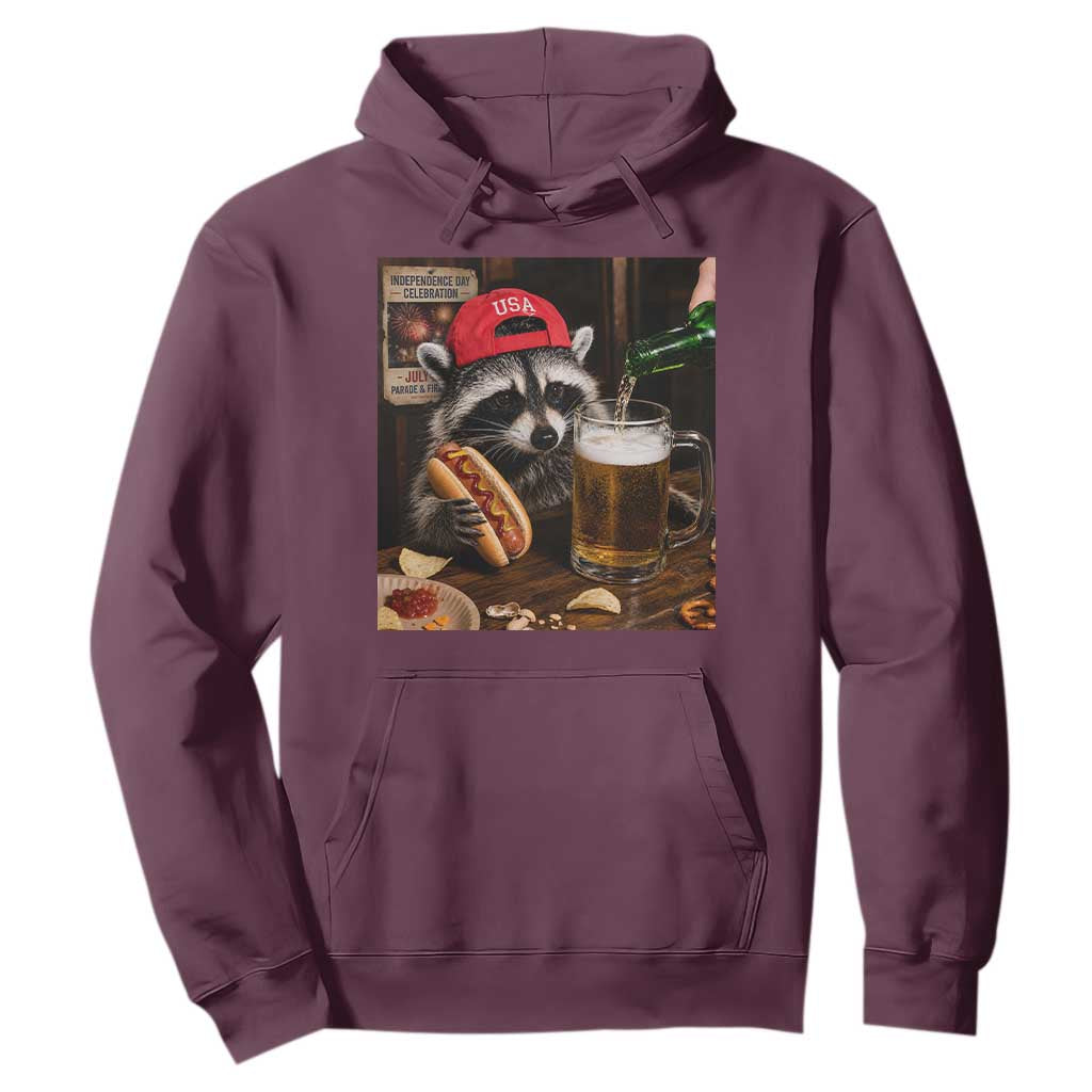 Patriotic USA Raccoon Drinking Beer Hoodie 4th of July Meme