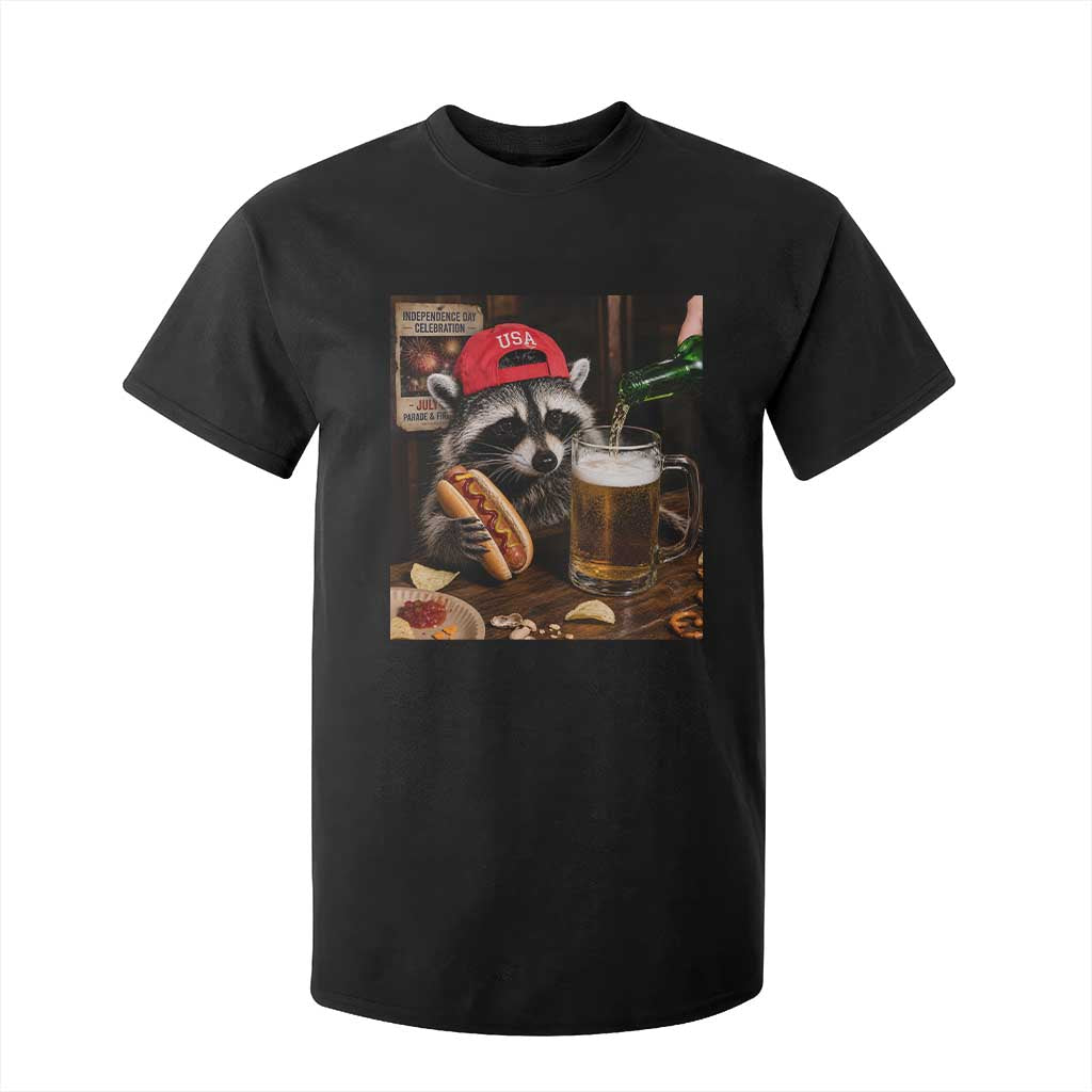Patriotic USA Raccoon Drinking Beer T Shirt For Kid 4th of July Meme