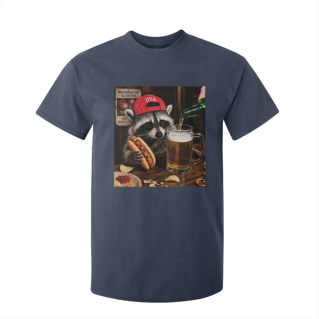 Patriotic USA Raccoon Drinking Beer T Shirt For Kid 4th of July Meme