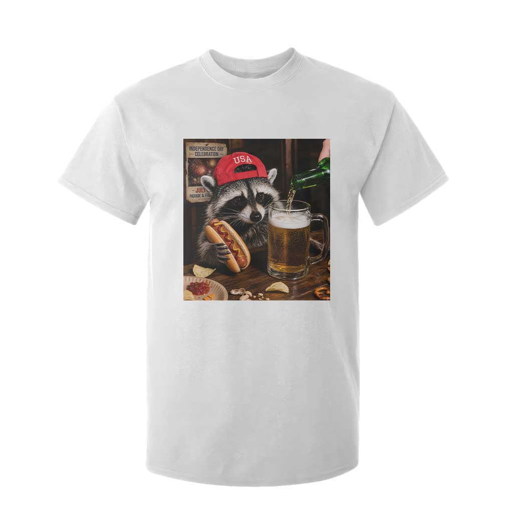 Patriotic USA Raccoon Drinking Beer T Shirt For Kid 4th of July Meme