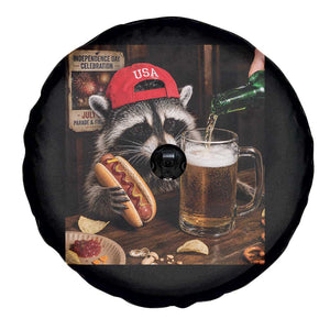 Patriotic USA Raccoon Drinking Beer Spare Tire Cover 4th of July Meme