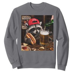 Patriotic USA Raccoon Drinking Beer Sweatshirt 4th of July Meme
