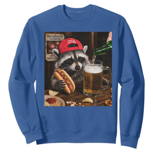 Patriotic USA Raccoon Drinking Beer Sweatshirt 4th of July Meme