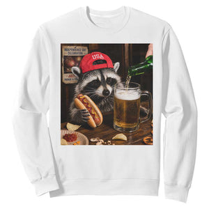 Patriotic USA Raccoon Drinking Beer Sweatshirt 4th of July Meme