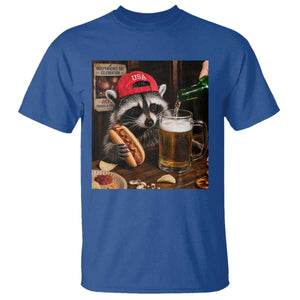 Patriotic USA Raccoon Drinking Beer T Shirt 4th of July Meme