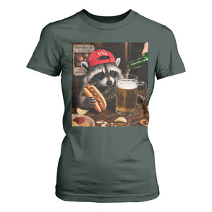 Patriotic USA Raccoon Drinking Beer T Shirt For Women 4th of July Meme