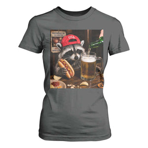 Patriotic USA Raccoon Drinking Beer T Shirt For Women 4th of July Meme