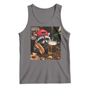 Patriotic USA Raccoon Drinking Beer Tank Top 4th of July Meme
