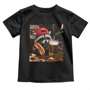 Patriotic USA Raccoon Drinking Beer Toddler T Shirt 4th of July Meme