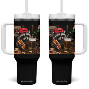 Patriotic USA Raccoon Drinking Beer Tumbler With Handle 4th of July Meme