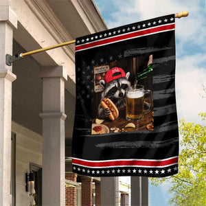 Raccoon Drinking Beer Patriotic Garden Flag 4th of July Meme